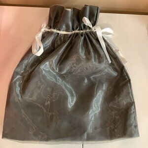 Large Gift Bag Lined Organza Ribbon Drawstring 22x19x6" Gray Storage Bag